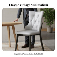 Solid Wood Legs Tufted High-Back Dining Chair Thick Cushions Upholstered Tufted Back Chair Ergonomic Design Household Seating Breathable Upholstery for Restaurant Owners, Interior Designers, Reception Area, Living Room, Home Office, Reading Nook