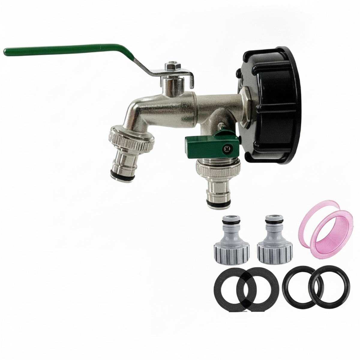 Zinc Alloy Metal Faucet Adapter Valve Lever Handle Hose Adapter Valve Polished Shiny Finish Threaded Faucet Connector Rubber Sealing Rings