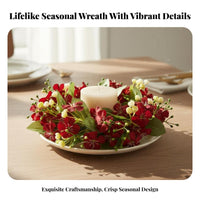 Small Floral Candle Wreath Realistic Look Artificial Flower Wreath for Families, Weddings