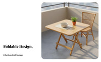Space Saving Solid Fir Wood Table Multi-Purpose Wooden Folding Table Multifunctional Collapsible Study Desk Installation-No-Assembly for Apartment Dwellers, Distant Workers, Home Office, Living Room, Balcony, Outdoor