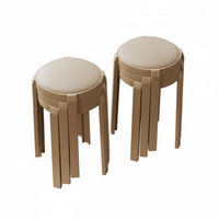 Sturdy Stackable padded seated Round Seat Space-Saving Round Padded Folding Stool Foldable Design Backless Chair Portable for Apartment Dwellers, residents, Living Room, Parties, Kitchen, Bedroom