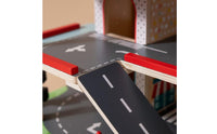 Elevator Lift Wooden Toy Car Garage Printed Road Markings Wooden Parking Garage Open Arch Entrances for Children