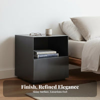 Minimalist Design Storage Nightstand Wabi-Sabi aesthetic Single-Drawer End Table with Shelf Modern Aesthetic Bedside Cabinet space-saving Size for Homeowners, Renters, Students, Guest Room, Hotel, Office