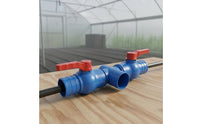 Drip Irrigation Tape Connector Resistant Drip Irrigation Shut off Valve Leak-Secure Tee Connector with Shut off Valves for Greenhouse, Garden