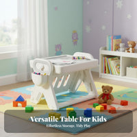 Rounded Corner Design Multifunctional Child S Activity Table Double-Sided Tabletop Building Block Activity Table Easy to Assemble