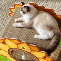 Multi-Functional Floral Cat Scratcher House Saves Furniture 2-Tier Cardboard Cat Lounger Extra Large Corrugated Scratching Pad Tool-No-Tools Assembly for Multiple Cats, Kittens