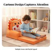 2-in-1 Design transformable Flip-Open Sofa Soft and Comfy transformable Character Lounger creature Theme Toddler Armchair Foldable for Toddlers, Infants, Parents, storytime reading corner, Nap Time, Playroom, Nursery