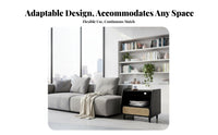 Nordic Design Woven Front End Table Multi-Functional accent Storage Table space-saving Size Nightstand artisanal for Interior Decorators, Homeowners, Apartment Dwellers, Bedroom, Living Room, Hallway, Entryway