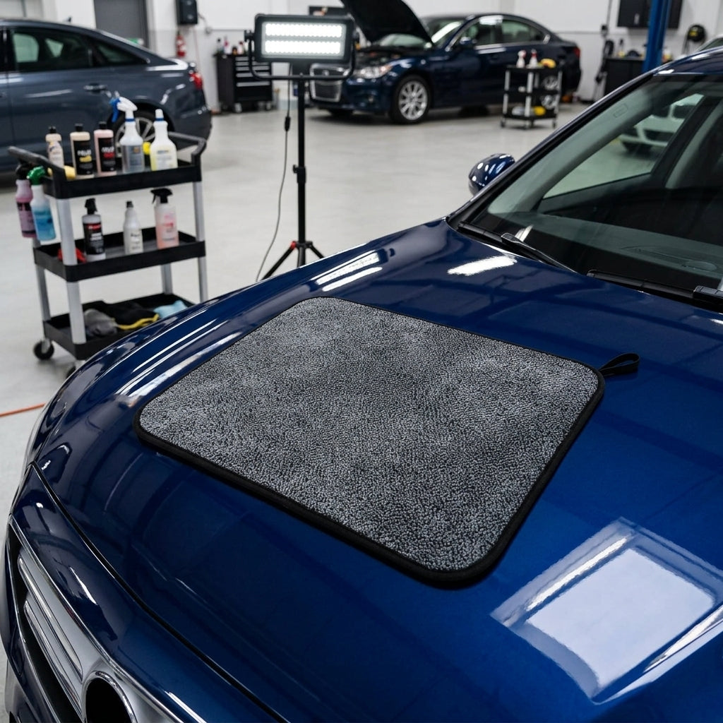 Braided Microfiber Car Drying Towel, Double Sided Microfiber Cloths, Super-Absorbent for Costco Microfibre Cloths Use, Black Gray, 1 Pack