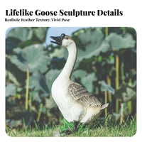 Lifelike Goose Figurine Weather Resistant Textured Feathers for Flowerbed