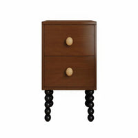 Space-Saving Narrow Nightstand Slim Design Narrow 2-Drawer Cabinet Retro Design Bedroom Furniture Easy Assembly for Small Apartment Dwellers, Students, Homeowners, Hallway, Living Room
