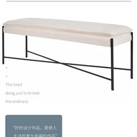 简约床尾凳北欧换鞋凳入户家用门口玄关长条凳客厅沙发试衣间穿鞋 麻布米白100*38*45