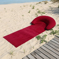 Picnic Blanket with Inflatable Lounger Back Rest, Waterproof Mat and Beach Blanket for Camping, Flocked PVC Material Sleeping Mat, Sun Lounger