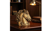 Horse Heads Sculpture with Base Freestanding Horse Heads Sculpture Equestrian Horsehead Carving Statue for Console