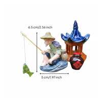 Traditional Design Chinese Fisherman Ornament Handcrafted Look Aquatic Creature Aquarium Fishing Decoration for Garden