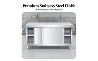 Rust-Proof Commercial Food Prep Table Heavy Duty Stainless Steel Prep Table Easy to Clean Stainless Steel Workbench Scratch Resistant for Restaurant Owners, Home Cooks, Homeowners, Cafeteria, Workshop, Research Facility Oratory, Garage