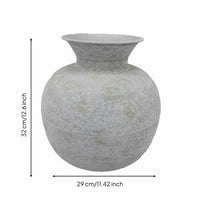 6 Pieces Elegant Design Vintage Metal Vase High Foot Flower Vase White Decorative Planter for Tabletop, Living Room, Entryway, Bedroom