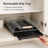 Stainless Steel Extendable Dish Over Sink, Rustproof Dish Drainer for Kitchen Counter, Heavy-Duty Cabinet Pull Out