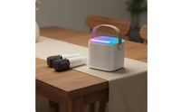 Subwoofer Bass Portable Karaoke Machine Rechargeable Bluetooth Speaker Audio Input Device Set Long Battery Life Mini Karaoke Machine with 2 Wireless Microphones High-Fidelity Sound Quality for Family