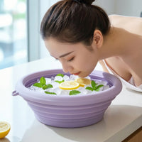 Space-Saving Facial Ice Bath Basin with Lid Lightweight Facial Ice Bath Reusable Cold Soak Bowl with Insert BPAcompliant for Facial Care