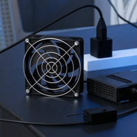 3-Speed Adjustable USB Cooling Fan High Airflow Temperature Control Fan Plug and Play Network Cabinet Cooler Low Noise for DIY Enthusiasts, Multimedia Box, Wiring Closet