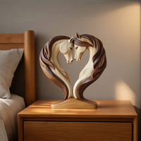 Horse Silhouette Decoration Heart-Shaped Wooden Board Ornament Tabletop Display Flat Desktop Accent Compact for Collectors, Desk