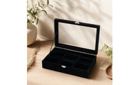 Watch Storage Box with Clear Lid Compact 6-Slot Watch Organizer Shielded for Men, Dresser, Nightstand, Closet