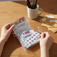 Mini PVC Money Saving Binder with Pockets, Portable Budget Planner Organizer for Cash and Cards