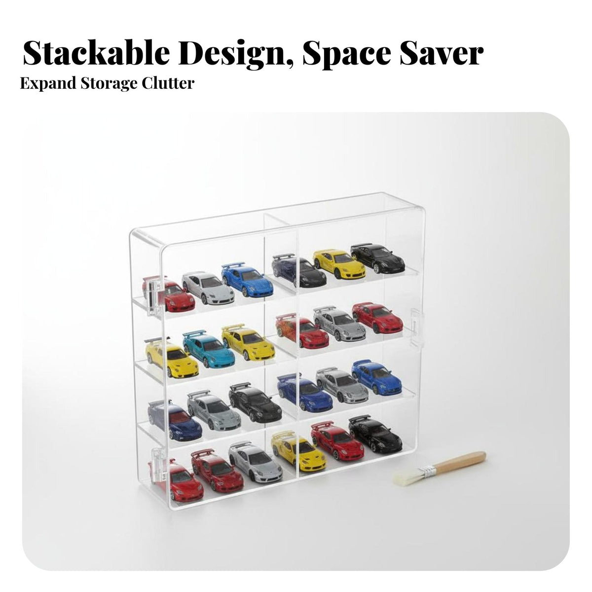 High Clarity Toy Car Display Case Space Saving Model Car Storage Shelf Sturdy Construction for Hobbyists, Desktop
