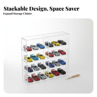High Clarity Toy Car Display Case Space Saving Model Car Storage Shelf Sturdy Construction for Hobbyists, Desktop