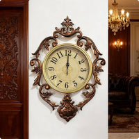 Bronze Toned French Style Wall Timepiece Scrollwork Ornate Wall Timepiece Floral Home Decor foliageLike Detailing