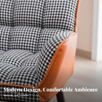Comfortable Seat Upholstered Armchair Padded Cushion Tufted Houndstooth Armchair Modern Design Lounge Chair Compact Size for New Mothers, Homeowners, Readers