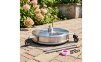 Surface Cleaner Attachment with Wheels 15-Inch Stainless Steel Surface Cleaner Easy to Use Rolling for Driveway, Patio