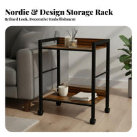 With Wheels Rolling Shelf Single Single-Tier Multi-Purpose 2-Tier Rolling Shelf Space-Saving Side Table Versatile for Homeowners, Apartment Dwellers, Office Workers, Living Room, Bedroom, Small Areas, Kitchen