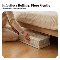 Lowheight Rolling Bin Foldable Rolling Storage Bin Transparent Lid Underbed Container for Students, Apartment Dwellers, Under Bed, Dorm Room, Closet