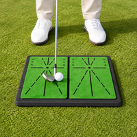 Golf mat with swing path display, non-slip rubber base, golf practice mat for garden & home, golf simulator mat for technique practice