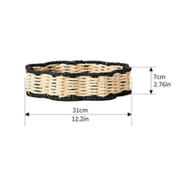 Two-Tone Paper Rope Tray Decorative Handwoven Catch-All Tray Rustic Scalloped Basket Lightweight for Coffee Table