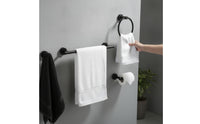 4 Pieces Stainless Steel Bathroom Hardware Set Concealed Mount Towel Bar Set with Loop Modern Towel Bar Rustproof for Guest Bath, Washroom