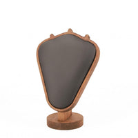 Walnut-Tone Wooden Necklace Display Stand Three Hooks Necklace Display Stand Two-sidedSided Wooden Jewelry Bust Decorative Front Panel