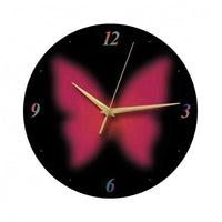 Butterfly Wall Clock Black Dial Round Wall Clock Gold-Tone Hands Timepiece