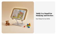 360° Rotating Base Adjustable viewing Easel Multi-Functional Adjustable Bookrest with Page holders Ergonomic Book Stand Handsunrestricted for Children, Professionals, Study, Office, Library, Kitchen Counter