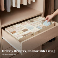 3 Pieces Compartmentalized cloth Compartment Box Space-Saving cloth Compartment Tray Foldable Drawer Organizer Breathable for Students, Adults, Parents, Bedroom, chest of drawers, Dorm Room, Office