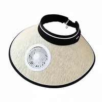 Lightweight USB Charging Fan Visor Breathable Fan Sun Visor Wide Brim Headwear for Beach, Gardening