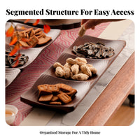 Wood Serving Bowl Multi Compartment Tray Smooth Polished Finish for Coffee Table