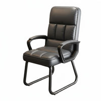 Thick Cushion High-Back Sled Base Seat Stable Framework Sled Base Armchair Ergonomic Design Computer Chair Adjustable Headrest for Executives, Telecommuting Workers, Students, Reception Area, Study Room
