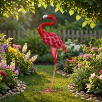 Outdoor Flamingo Statue Decorative Metal Flamingo Freestanding Bird Statue Stable for Gardeners, Homeowners, Garden, Courtyard, Balcony, Wedding
