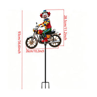 Clown Motorcycle Stake Easy Installation Clown Riding Motorcycle Weatherproof Metal Garden Stake