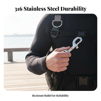 Single-Ended Bolt Snap Precise Coiled Mechanism Diving BCD Clip Rustproof Swivel Bolt Snap Hook Single-Hand Operation for Technical Divers, Freedivers, Outdoor Enthusiasts, Underwater, Boating, Crafting