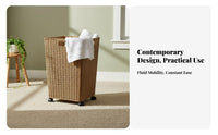 Nordic Design Tall Woven Basket Multi-Purpose Woven Entryway Bin Large Capacity Laundry Hamper Freestanding for Homeowners, Families, Living Room, Bedroom, Hallway, Bathroom