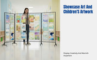 Folding Mesh Display Rack, Metal Art Stand, Movable Organizer for Gallery, Kindergarten, Art